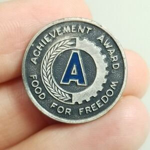 Vintage War Food Administration Food For Freedom Silver Tone Lapel Pin Brooch
